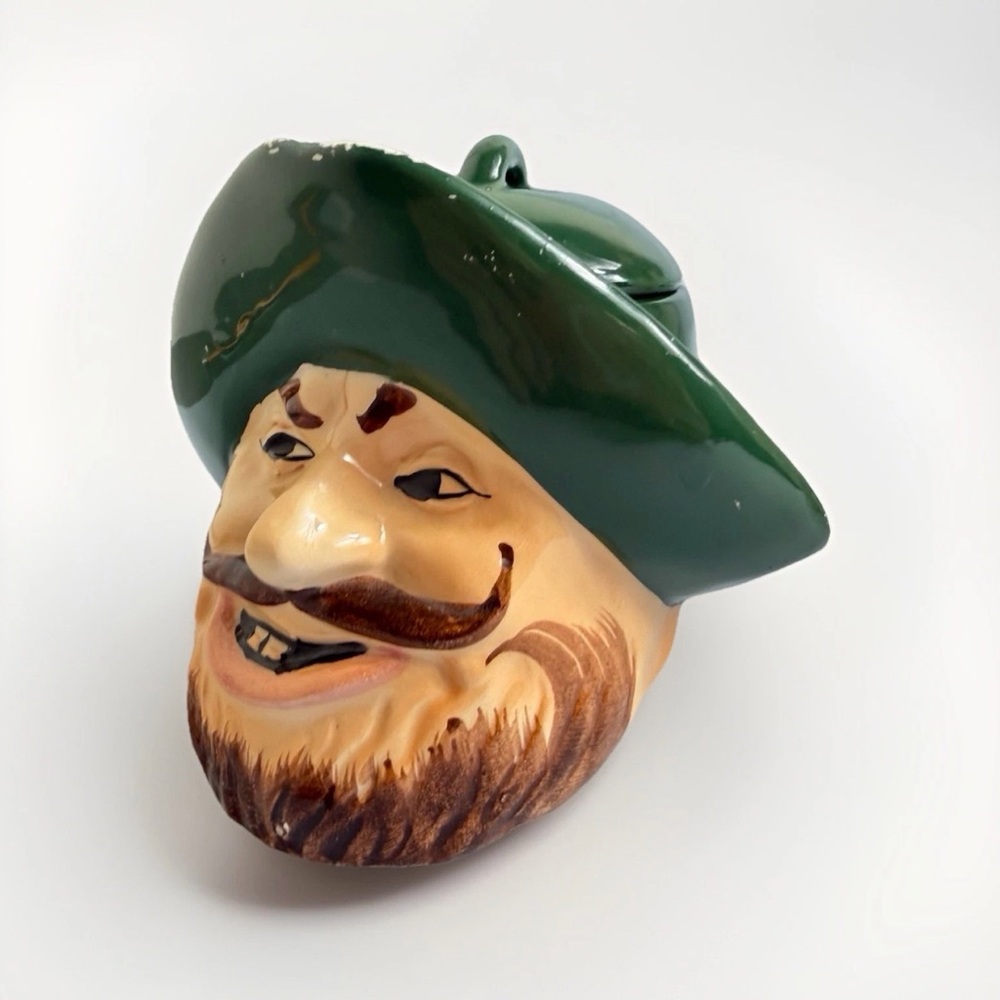 Vintage 1960’s Disneyland Pirates Of The Caribbean Ceramic Condiment Jar Green